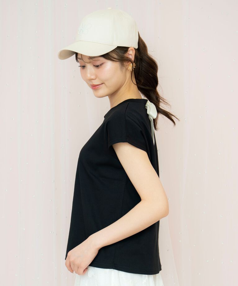 WILLSELECTION「バックリボンフレンチスリーブロゴTシャツ」|Tシャツ・カットソー|