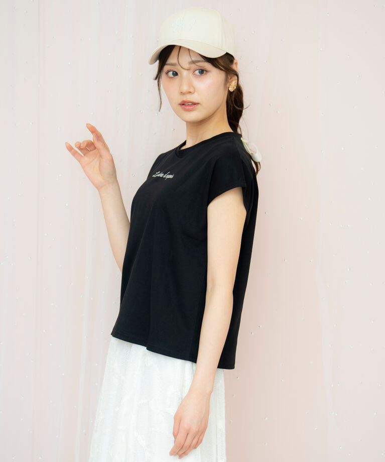 WILLSELECTION「バックリボンフレンチスリーブロゴTシャツ」|Tシャツ・カットソー|