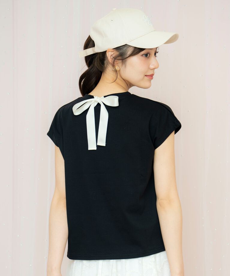 WILLSELECTION「バックリボンフレンチスリーブロゴTシャツ」|Tシャツ・カットソー|