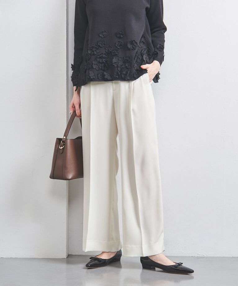 UNITED ARROWS「2タック ワイドパンツ WHITE」|スラックス|