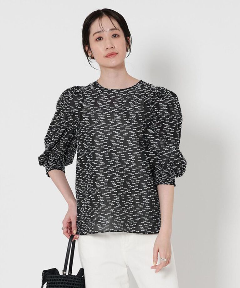 UNITED ARROWS「カットジャガード パフスリーブ ブラウス」|シャツ・ブラウス|