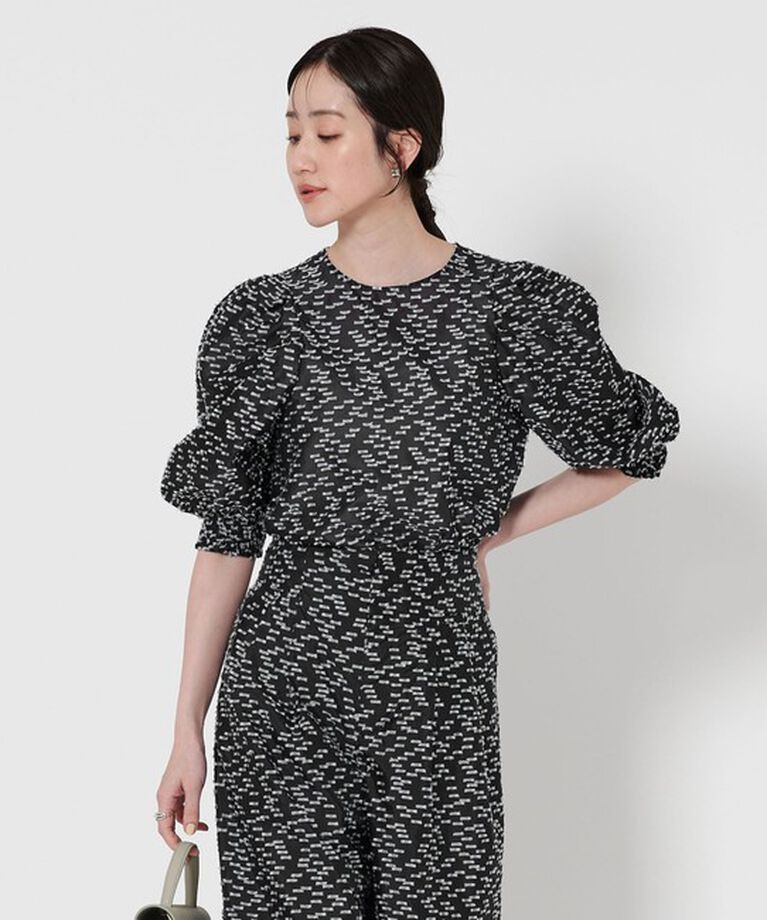 UNITED ARROWS「カットジャガード パフスリーブ ブラウス」|シャツ・ブラウス|