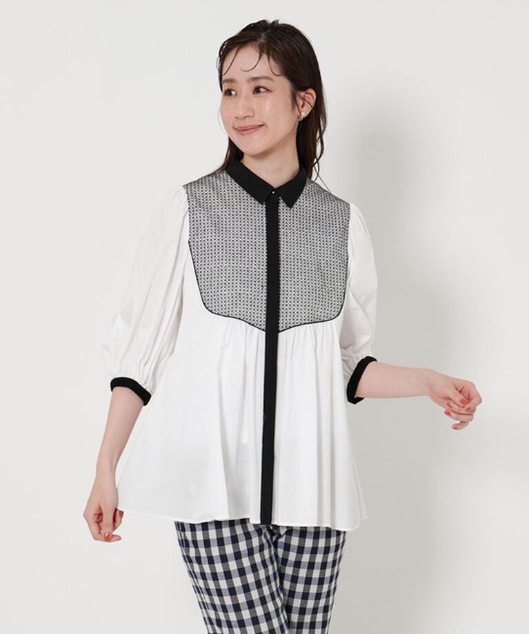 UNITED ARROWS「エンブロイダリー ショートスリーブ ブラウス」|シャツ・ブラウス|