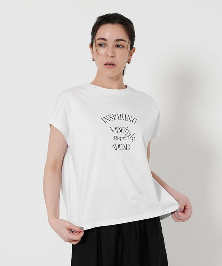 BEAUTY&YOUTH UNITED ARROWS「コットン ロゴプリント フレンチスリーブ Tシャツ」|Tシャツ・カットソー|OFF WHITE