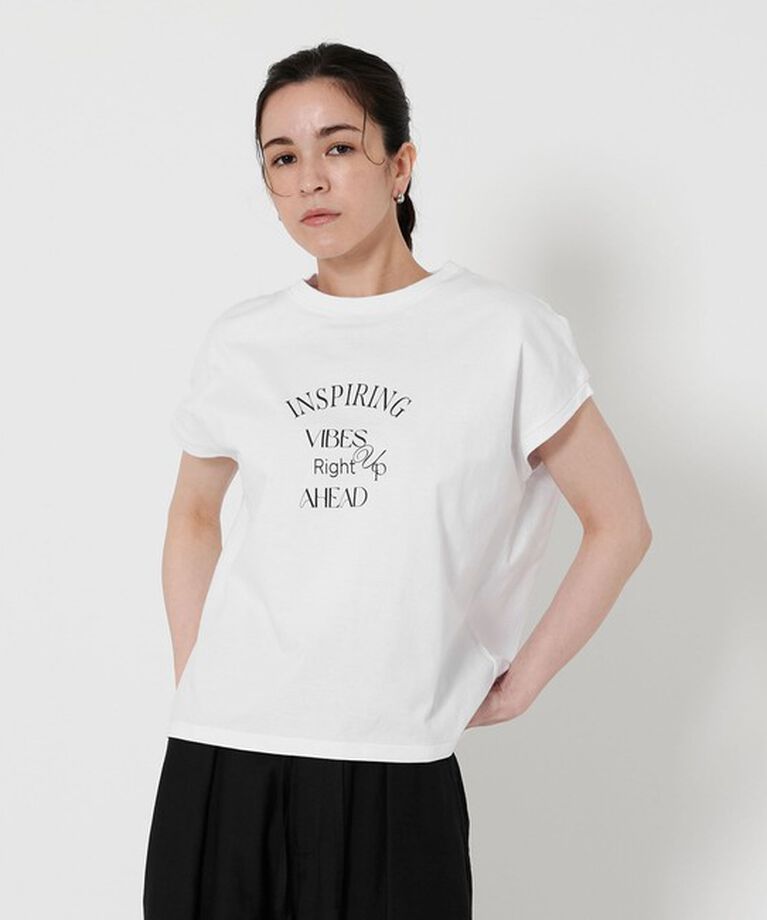 BEAUTY&YOUTH UNITED ARROWS「コットン ロゴプリント フレンチスリーブ Tシャツ」|Tシャツ・カットソー|