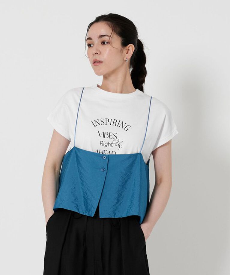 BEAUTY&YOUTH UNITED ARROWS「コットン ロゴプリント フレンチスリーブ Tシャツ」|Tシャツ・カットソー|