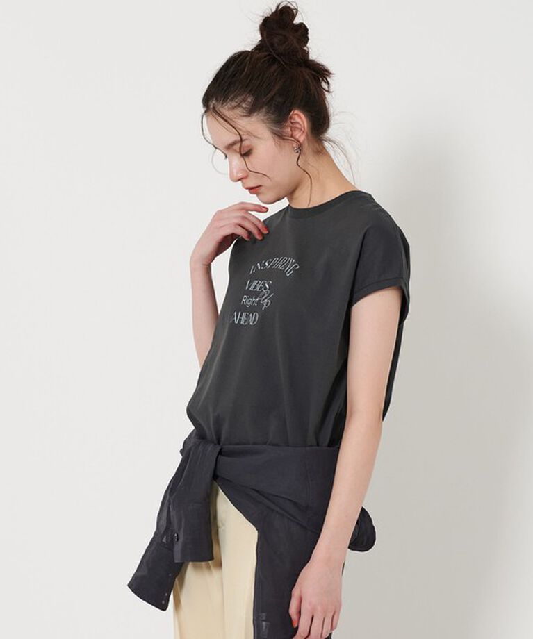 BEAUTY&YOUTH UNITED ARROWS「コットン ロゴプリント フレンチスリーブ Tシャツ」|Tシャツ・カットソー|