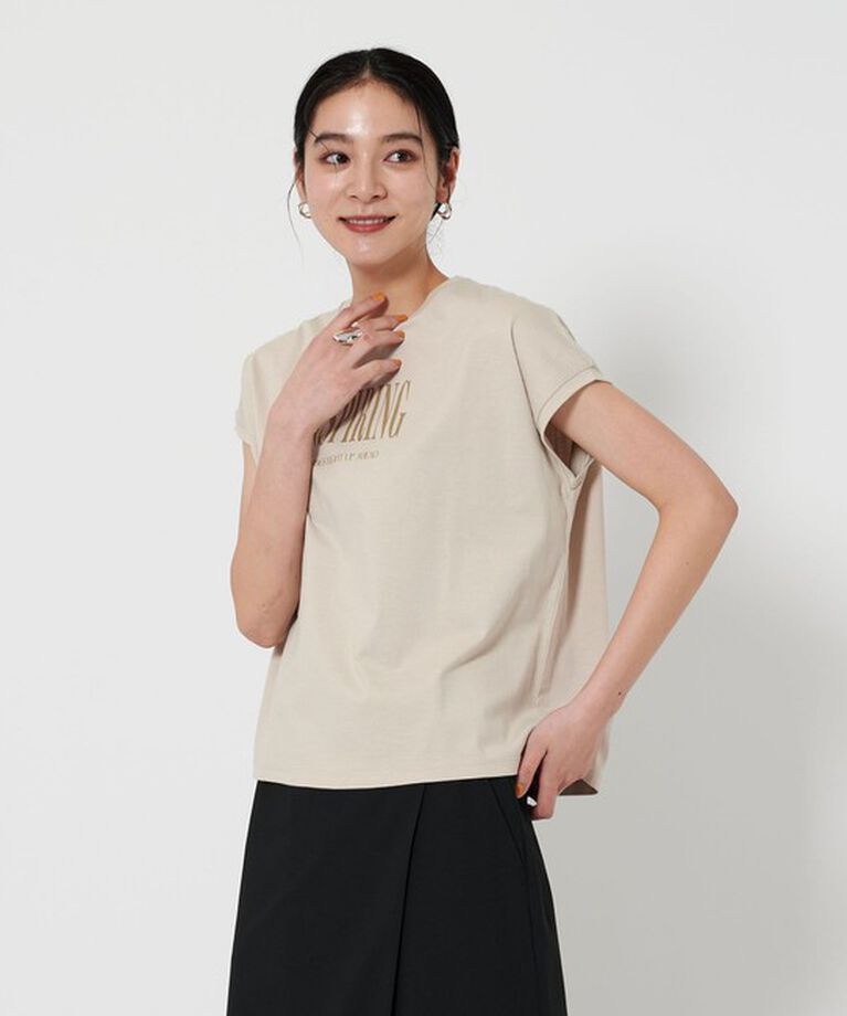 BEAUTY&YOUTH UNITED ARROWS「コットン ロゴプリント フレンチスリーブ Tシャツ」|Tシャツ・カットソー|