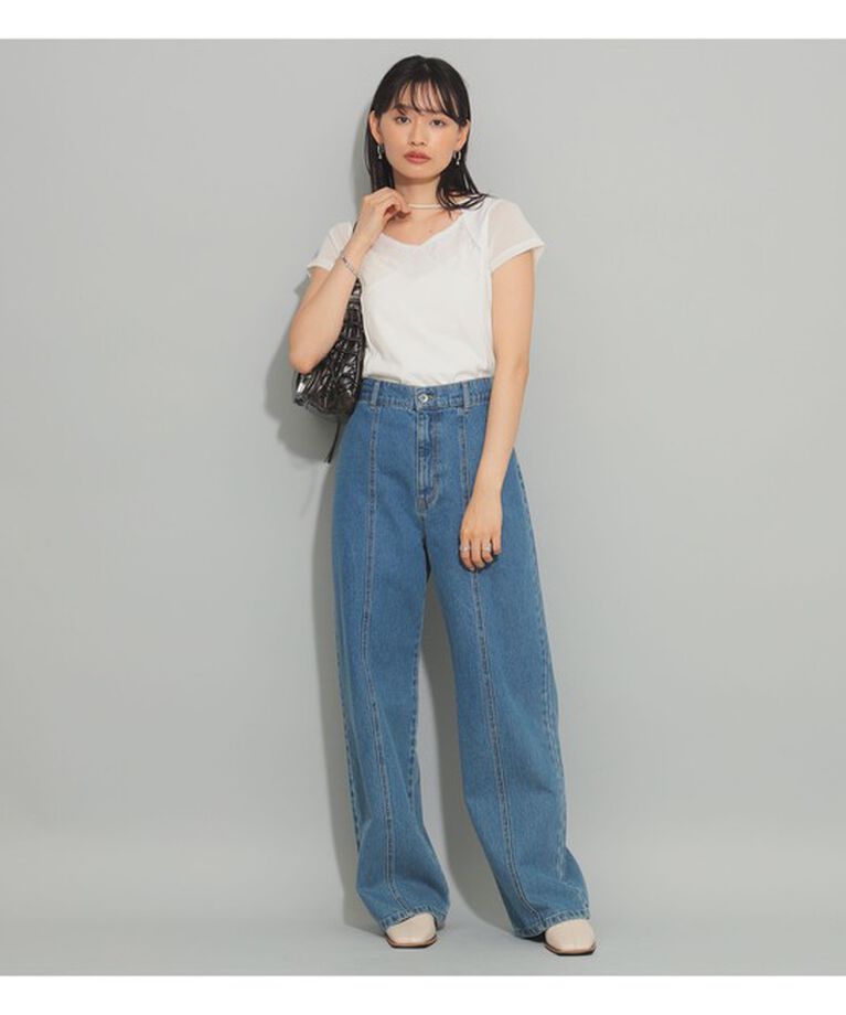 Ray BEAMS 「Ray BEAMS / レース キリカエ ハーフスリーブ Tシャツ」|Tシャツ・カットソー|