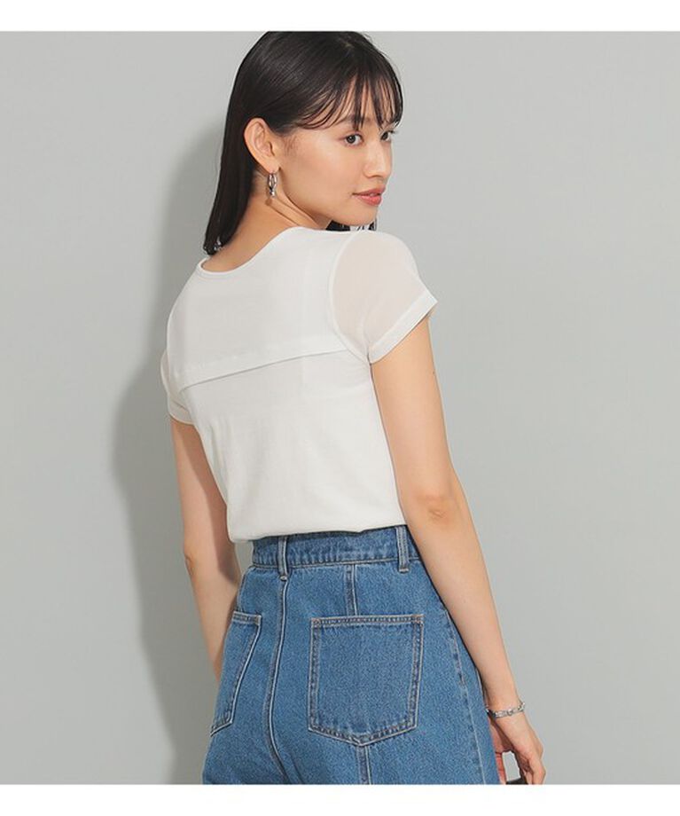 Ray BEAMS 「Ray BEAMS / レース キリカエ ハーフスリーブ Tシャツ」|Tシャツ・カットソー|