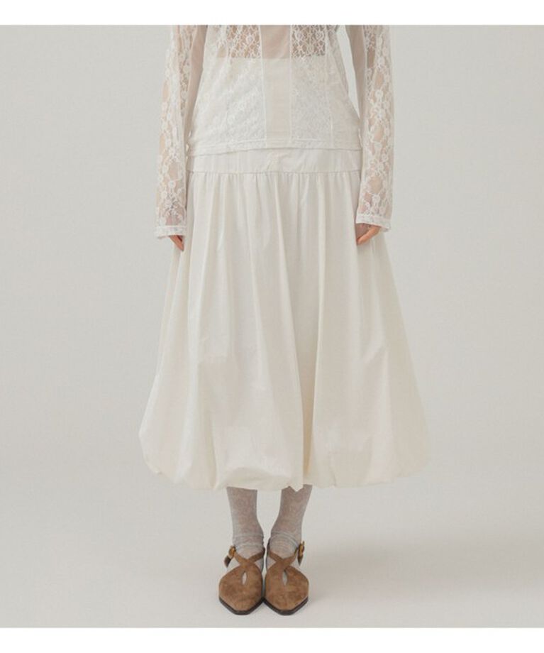 Ray BEAMS 「グロッシー バルーン スカート」|スカート|WHITE