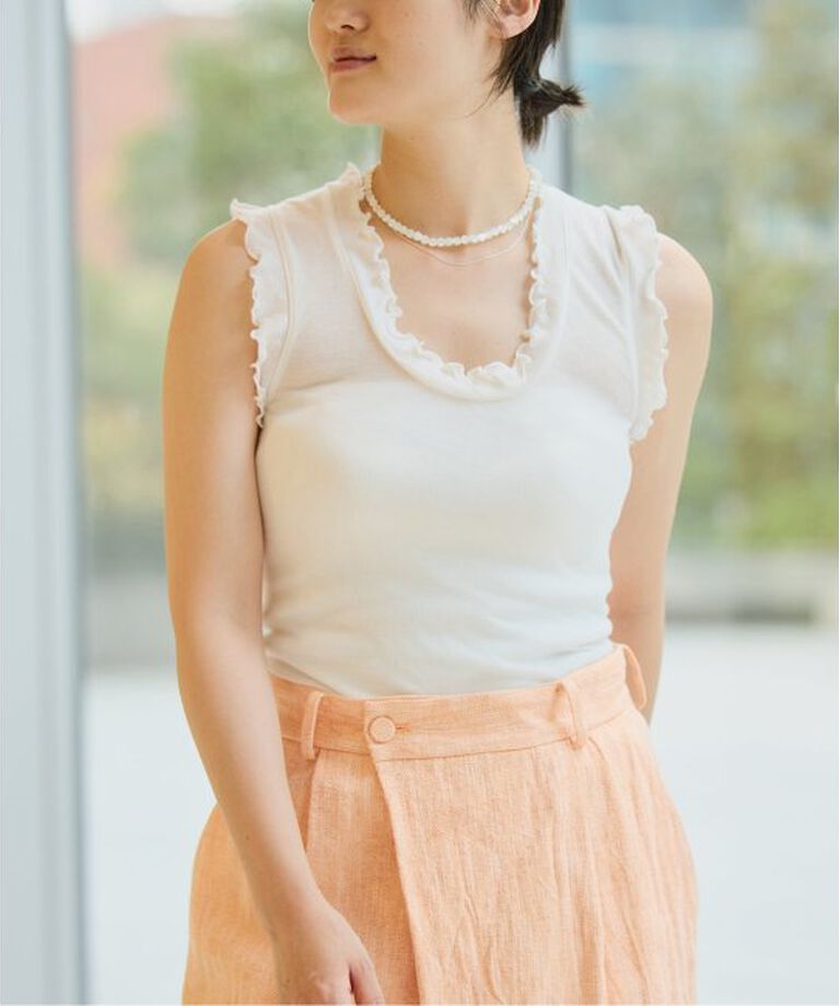 IENA LA BOUCLE「seamless basic./シームレスベーシック Flounce タンクトップ」|タンクトップ|