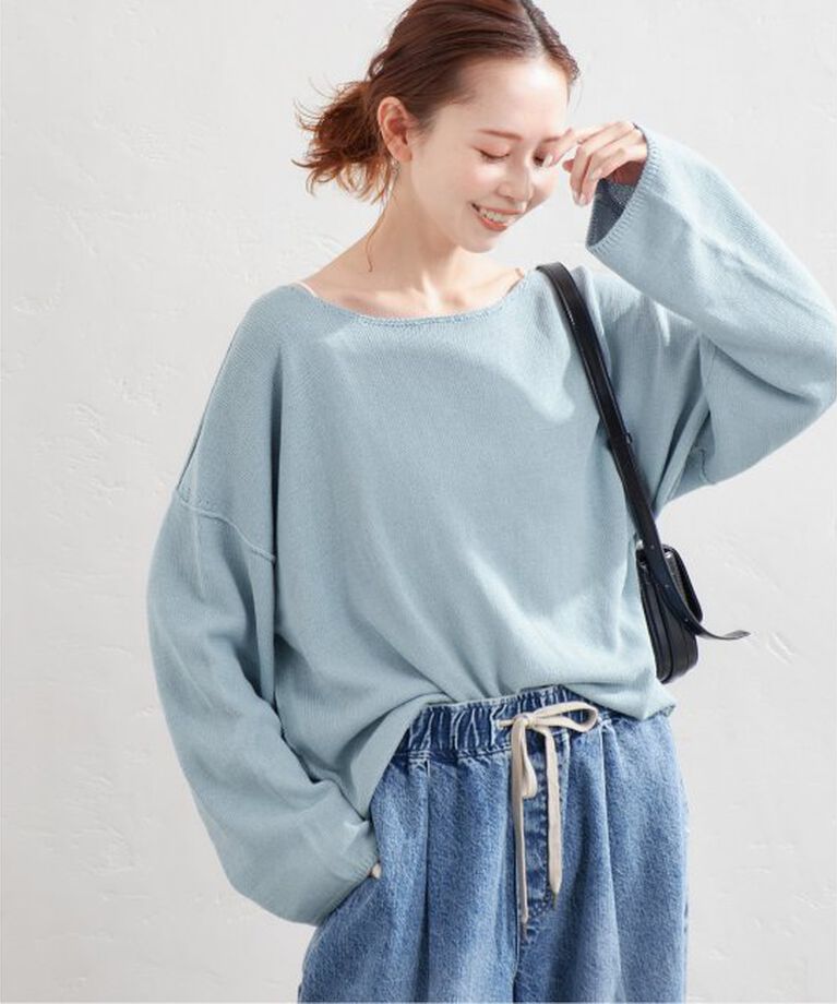 JOURNAL STANDARD「ペーパーヤーンボートネックプルオーバー」|ニット・セーター|サックスブルー