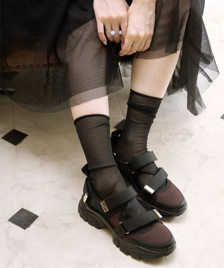  「piedi nudi/ピエディヌーディーSHEER LAME HIGHソックス」|ソックス|