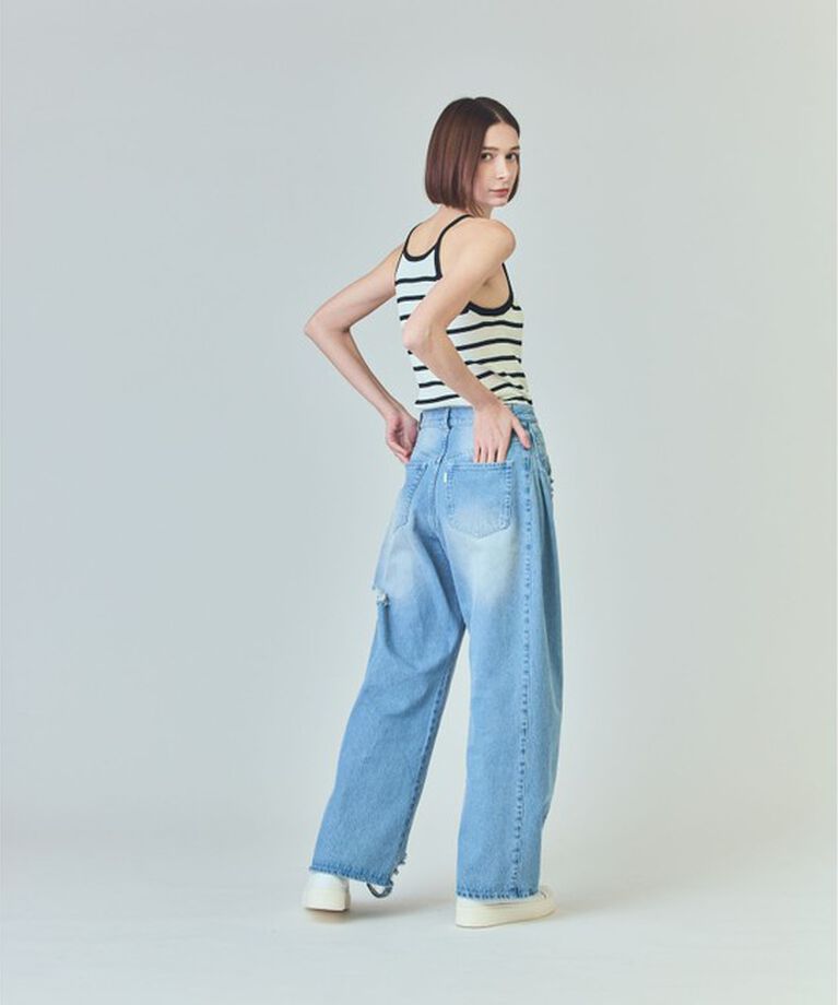  「ドロストウエストデニムパンツ」|デニム|
