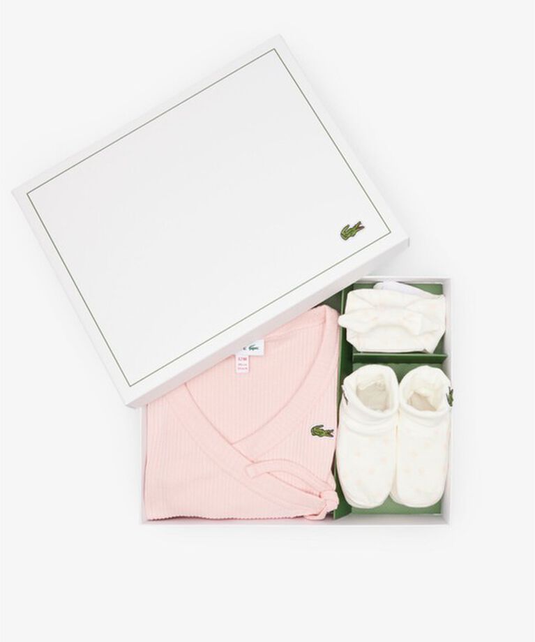 LACOSTE「サイドリボンカーディガンベビーパジャマギフトセット」|その他ベビーウェア|ピンク