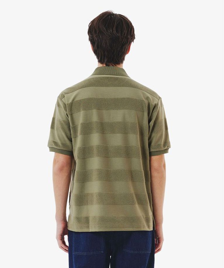LACOSTE「パイル地切り替え同色ボーダーポロシャツ」|ポロシャツ|