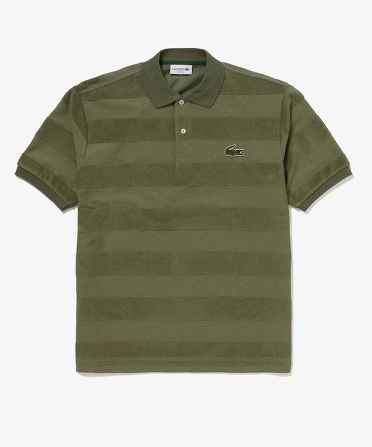 LACOSTE「パイル地切り替え同色ボーダーポロシャツ」|ポロシャツ|