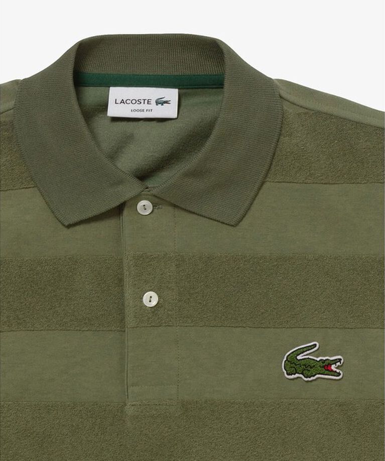LACOSTE「パイル地切り替え同色ボーダーポロシャツ」|ポロシャツ|