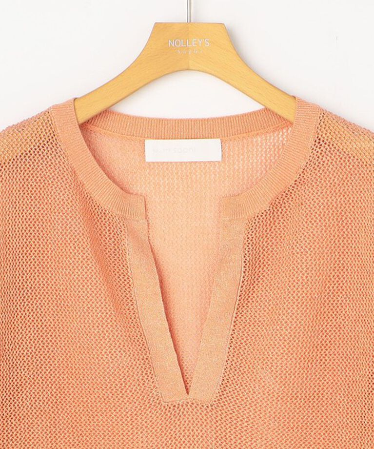 NOLLEY'S sophi「《手洗い可能》ラメメッシュ編みスキッパープルオーバーニット」|ニット・セーター|