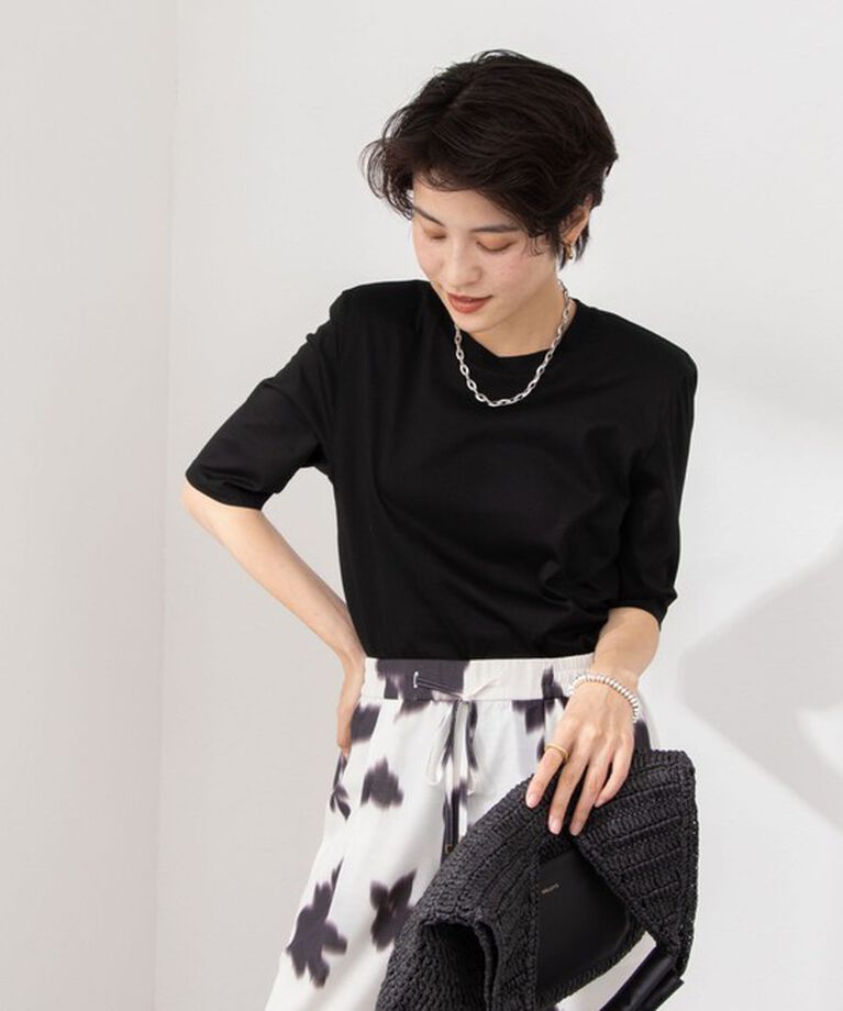 NOLLEY'S「接触冷感 70/2コンパクトクール肩パットTシャツ」|Tシャツ・カットソー|