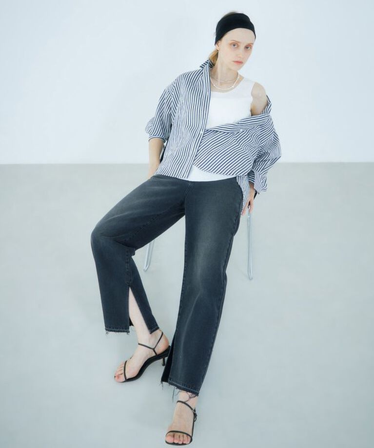 Rie Miller「＜飯豊まりえさん着用＞【RM denim】スリットフレアハイウエストデニム」|デニム|