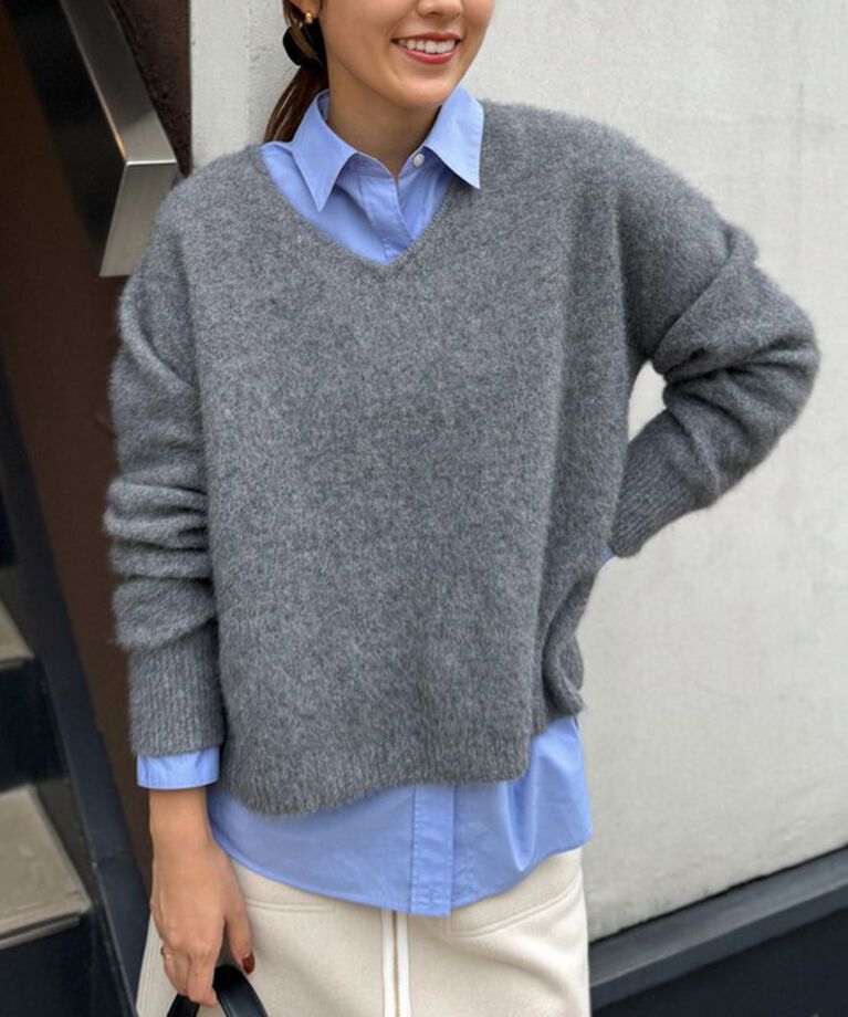 NOLLEY'S「ヘアリーVネックプルオーバーニット」|ニット・セーター|