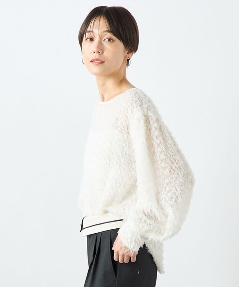 NOLLEY'S sophi「ラメカットジャガードボートネックブラウス」|シャツ・ブラウス|オフホワイト