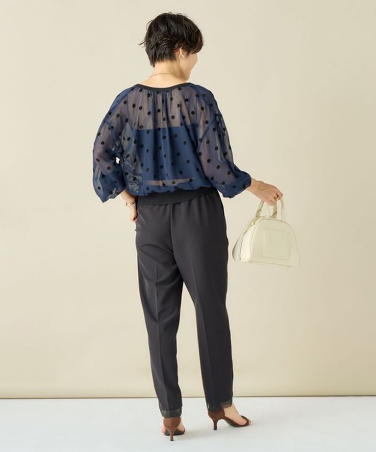 NOLLEY'S「《手洗い可能》シアーフロッキードット柄クルーネックカーディガン 24AW」|カーディガン|