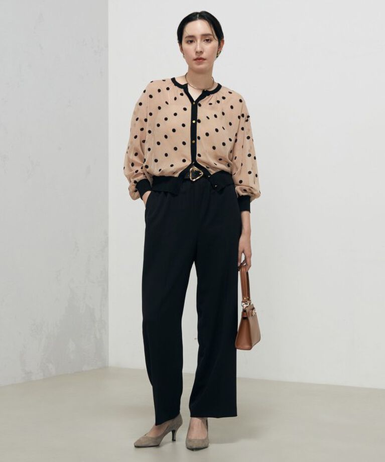 NOLLEY'S「《手洗い可能》シアーフロッキードット柄クルーネックカーディガン 24AW」|カーディガン|