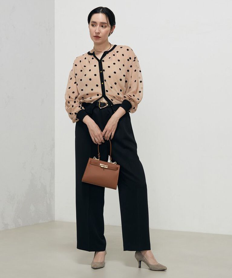 NOLLEY'S「《手洗い可能》シアーフロッキードット柄クルーネックカーディガン 24AW」|カーディガン|