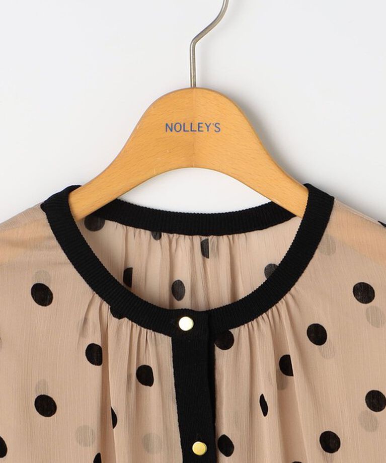 NOLLEY'S「《手洗い可能》シアーフロッキードット柄クルーネックカーディガン 24AW」|カーディガン|