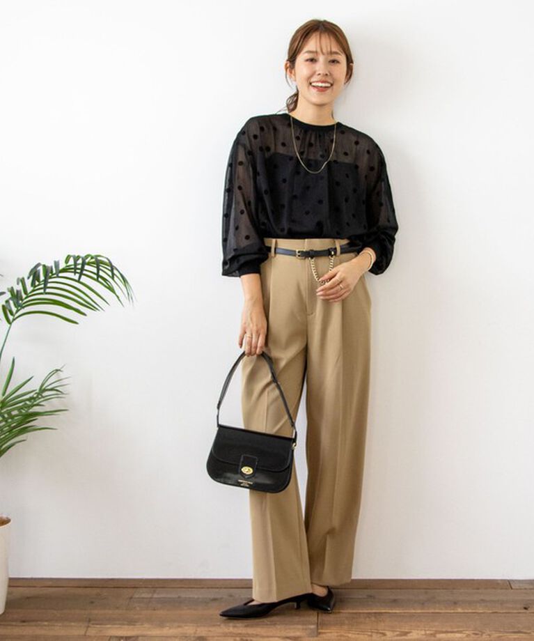 NOLLEY'S「《手洗い可能》シアーフロッキードット柄クルーネックカーディガン 24AW」|カーディガン|