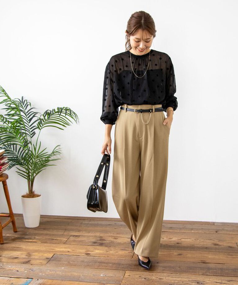 NOLLEY'S「《手洗い可能》シアーフロッキードット柄クルーネックカーディガン 24AW」|カーディガン|