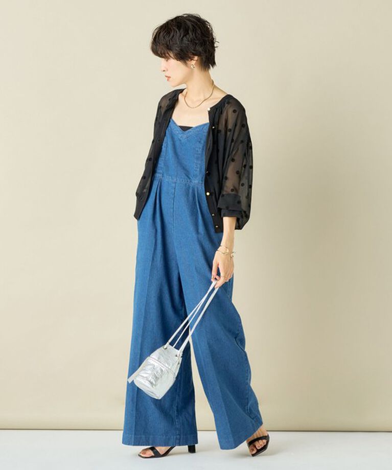 NOLLEY'S「《手洗い可能》シアーフロッキードット柄クルーネックカーディガン 24AW」|カーディガン|