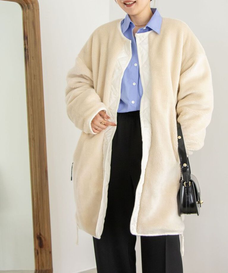 NOLLEY'S「◇【WEB限定】【TAION/タイオン】ノーカラーボアコート(リバーシブル) 24AW」|ダウン|