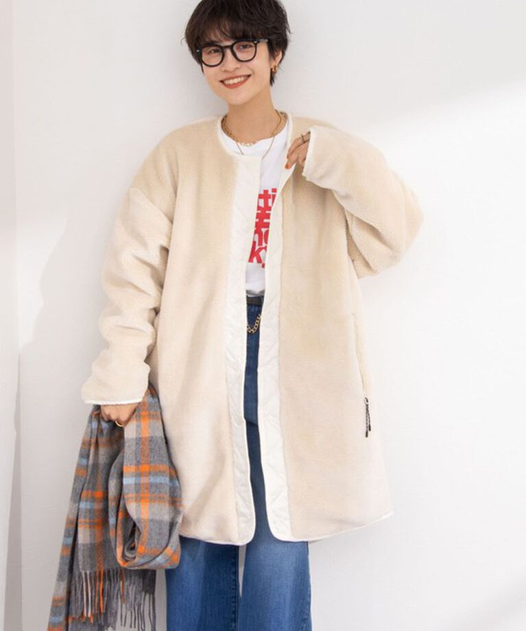 NOLLEY'S「◇【WEB限定】【TAION/タイオン】ノーカラーボアコート(リバーシブル) 24AW」|ダウン|