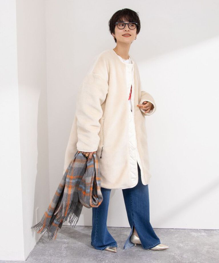 NOLLEY'S「◇【WEB限定】【TAION/タイオン】ノーカラーボアコート(リバーシブル) 24AW」|ダウン|