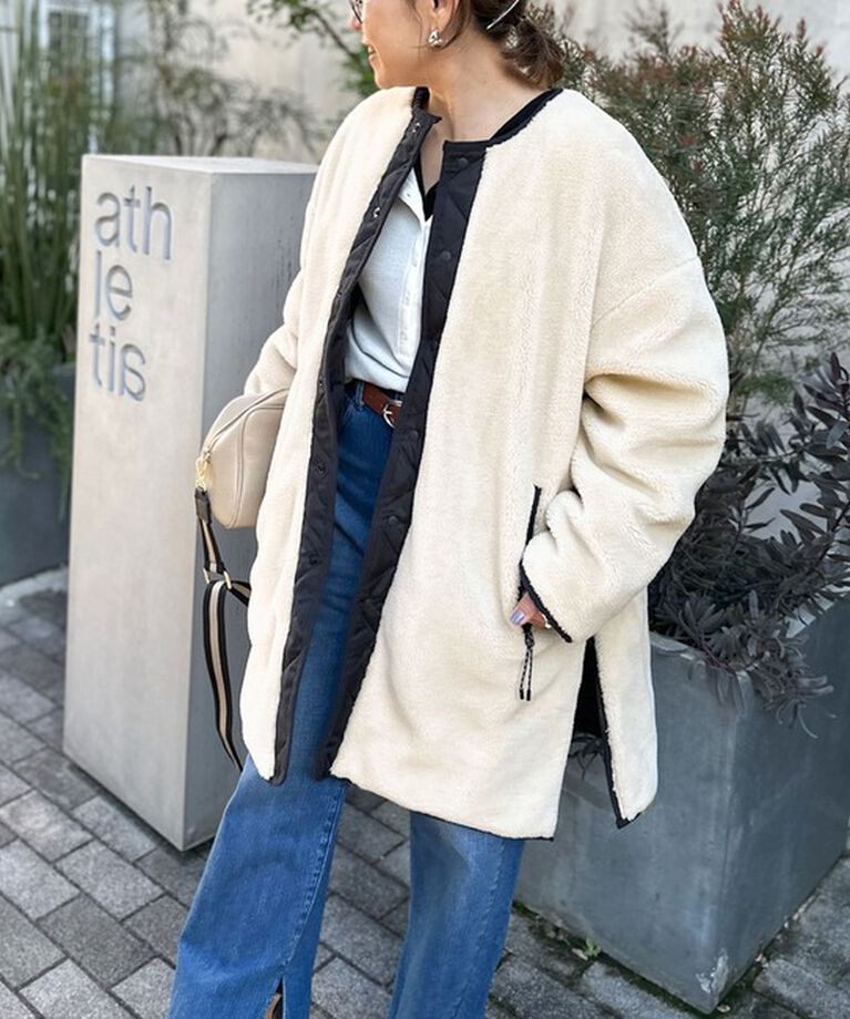 NOLLEY'S「◇【WEB限定】【TAION/タイオン】ノーカラーボアコート(リバーシブル) 24AW」|ダウン|ホワイト系4