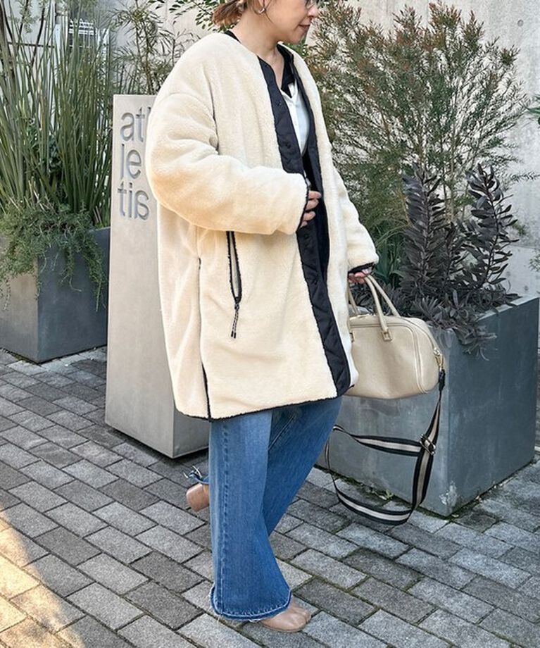 NOLLEY'S「◇【WEB限定】【TAION/タイオン】ノーカラーボアコート(リバーシブル) 24AW」|ダウン|