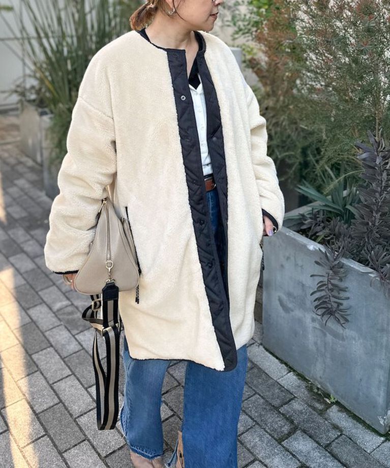 NOLLEY'S「◇【WEB限定】【TAION/タイオン】ノーカラーボアコート(リバーシブル) 24AW」|ダウン|