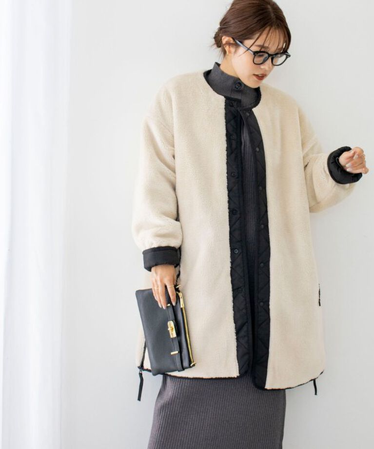 NOLLEY'S「◇【WEB限定】【TAION/タイオン】ノーカラーボアコート(リバーシブル) 24AW」|ダウン|