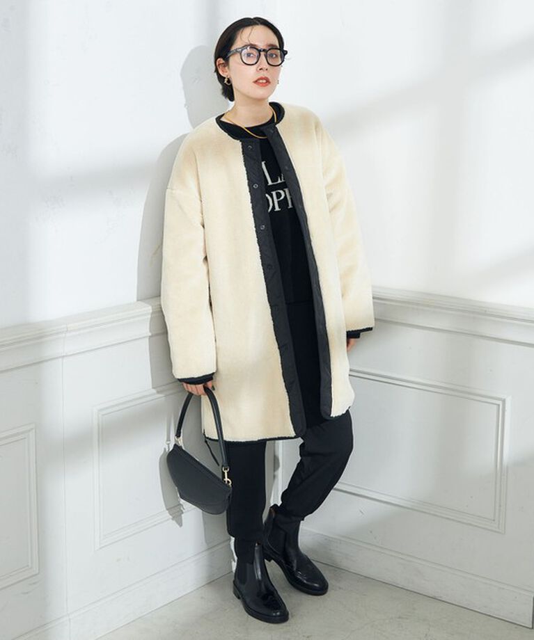 NOLLEY'S「◇【WEB限定】【TAION/タイオン】ノーカラーボアコート(リバーシブル) 24AW」|ダウン|