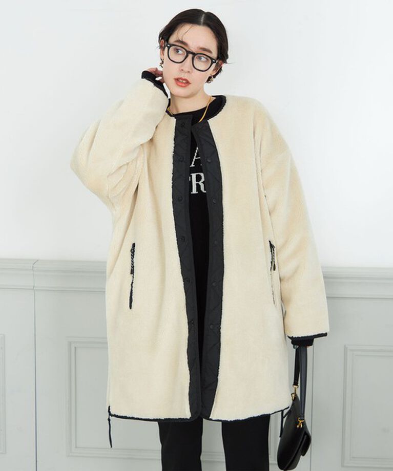 NOLLEY'S「◇【WEB限定】【TAION/タイオン】ノーカラーボアコート(リバーシブル) 24AW」|ダウン|