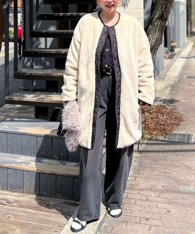 NOLLEY'S「◇【WEB限定】【TAION/タイオン】ノーカラーボアコート(リバーシブル) 24AW」|ダウン|
