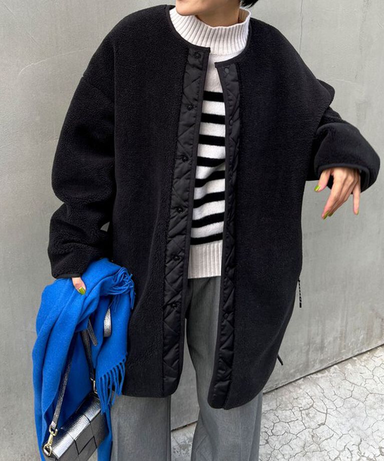 NOLLEY'S「◇【WEB限定】【TAION/タイオン】ノーカラーボアコート(リバーシブル) 24AW」|ダウン|