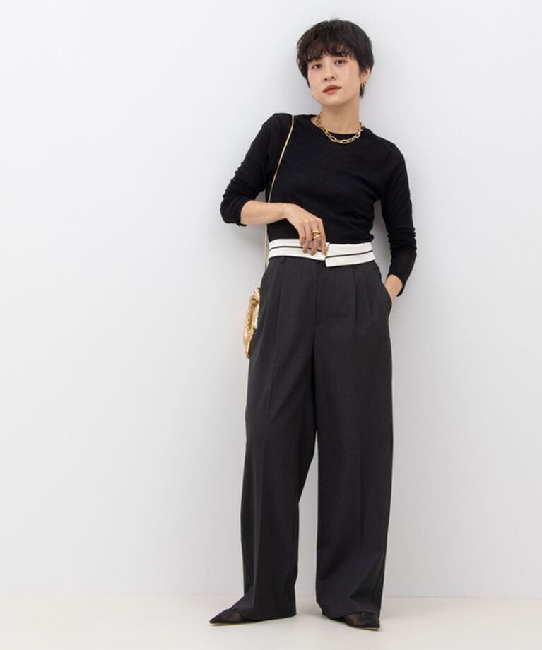 NOLLEY'S sophi「＜飯豊まりえさん着用＞ウォッシャブルウエスト折り返し2WAYワイドパンツ」|その他|