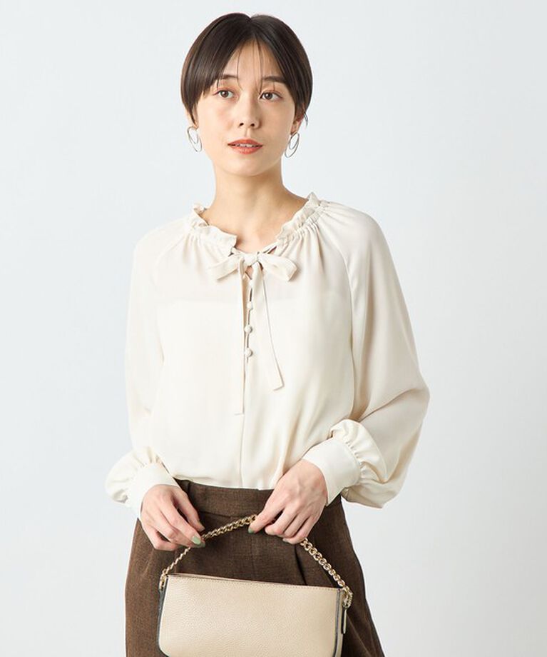 NOLLEY'S sophi「バックサテンフリルタイブラウス」|シャツ・ブラウス|