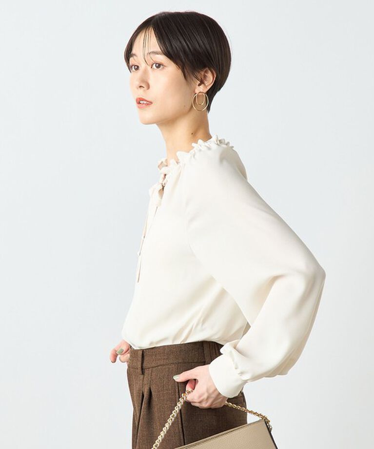 NOLLEY'S sophi「バックサテンフリルタイブラウス」|シャツ・ブラウス|