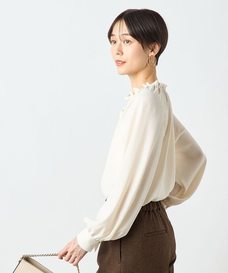 NOLLEY'S sophi「バックサテンフリルタイブラウス」|シャツ・ブラウス|
